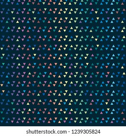 Seamless Soft Colored Geometric Triangles Deep Blue Background Vector Pattern