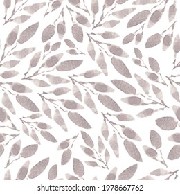 Seamless soft gray leaves pattern