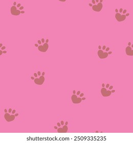 seamless soft pink cat paws pattern
