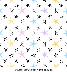 Seamless soft stars and moon baby night background. sweet dreams pattern