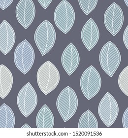 Seamless soft tones leaf autumn pattern doodle. Tempate for design fabric, backgrounds, wrapping paper, package, covers