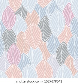 Tons suaves sem costura folha outono padrão doodle. Modelo para tecido de design, fundos, papel de embrulho, pacote, tampas