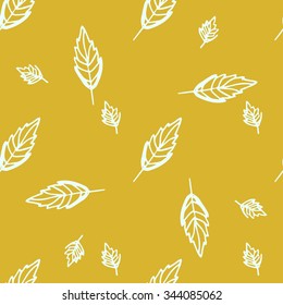 Seamless soft tones leaf autumn pattern doodle background in vector