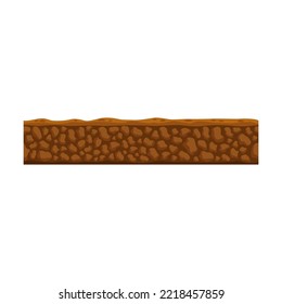 Seamless soil layer vector illustration. Ground, earth or dirt with stones on white background. Texture, geology, land surface ground concept
