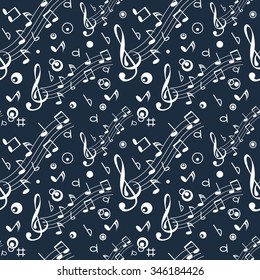 Seamless with some musical notes on dark background
