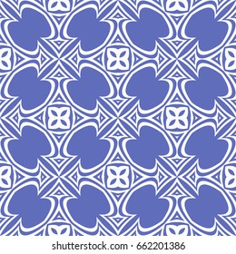 seamless sophisticated geometric floral pattern based on repetitive simple forms. vector illustration. for interior design, backgrounds, card, textile industry. blue color
