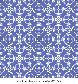 seamless sophisticated geometric floral pattern based on repetitive simple forms. vector illustration. for interior design, backgrounds, card, textile industry. blue color