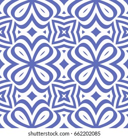 seamless sophisticated geometric floral pattern based on repetitive simple forms. vector illustration. for interior design, backgrounds, card, textile industry. blue color