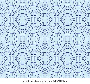 seamless sophisticated geometric pattern based on repetitive simple forms. vector illustration. for interior design, backgrounds, card, textile industry. blue coloring