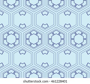 seamless sophisticated geometric pattern based on repetitive simple forms. vector illustration. for interior design, backgrounds, card, textile industry. blue coloring