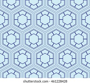 seamless sophisticated geometric pattern based on repetitive simple forms. vector illustration. for interior design, backgrounds, card, textile industry. blue coloring
