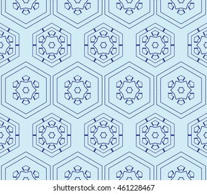 seamless sophisticated geometric pattern based on repetitive simple forms. vector illustration. for interior design, backgrounds, card, textile industry. blue coloring