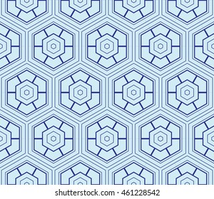 seamless sophisticated geometric pattern based on repetitive simple forms. vector illustration. for interior design, backgrounds, card, textile industry. blue coloring