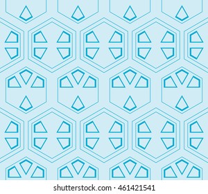 seamless sophisticated geometric pattern based on repetitive simple forms. vector illustration. for interior design, backgrounds, card, textile industry. blue coloring