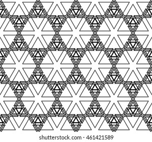 seamless sophisticated geometric pattern based on repetitive simple forms. vector illustration. for interior design, backgrounds, card, textile industry. black and white coloring