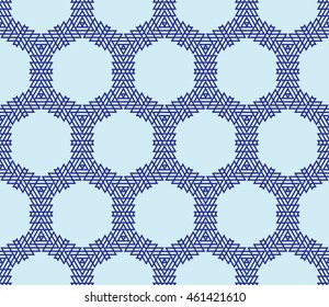 seamless sophisticated geometric pattern based on repetitive simple forms. vector illustration. for interior design, backgrounds, card, textile industry. blue coloring