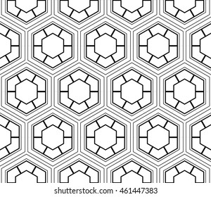 seamless sophisticated geometric pattern based on repetitive simple forms. vector illustration. for interior design, backgrounds, card, textile industry. black and white coloring