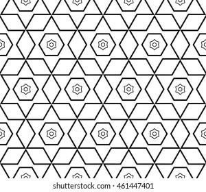 seamless sophisticated geometric pattern based on repetitive simple forms. vector illustration. for interior design, backgrounds, card, textile industry. black and white coloring