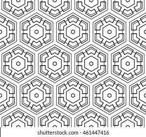 seamless sophisticated geometric pattern based on repetitive simple forms. vector illustration. for interior design, backgrounds, card, textile industry. black and white coloring