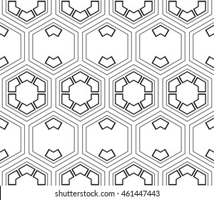 seamless sophisticated geometric pattern based on repetitive simple forms. vector illustration. for interior design, backgrounds, card, textile industry. black and white coloring