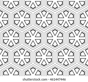 seamless sophisticated geometric pattern based on repetitive simple forms. vector illustration. for interior design, backgrounds, card, textile industry. black and white coloring