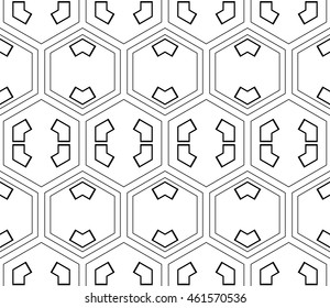 seamless sophisticated geometric pattern based on repetitive simple forms. vector illustration. for interior design, backgrounds, card, textile industry. black and white coloring
