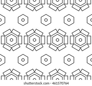 seamless sophisticated geometric pattern based on repetitive simple forms. vector illustration. for interior design, backgrounds, card, textile industry. black and white coloring