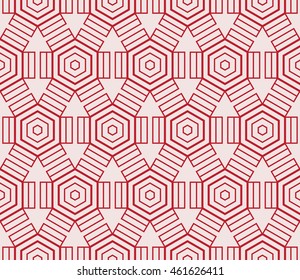 seamless sophisticated geometric pattern based on repetitive simple forms. vector illustration. for interior design, backgrounds, card, textile industry. red coloring