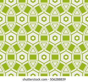seamless sophisticated geometric pattern based on repetitive simple line and shape forms. vector illustration. for interior design, backgrounds, card, textile industry. green coloring