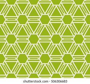 seamless sophisticated geometric pattern based on repetitive simple line and shape forms. vector illustration. for interior design, backgrounds, card, textile industry. green coloring