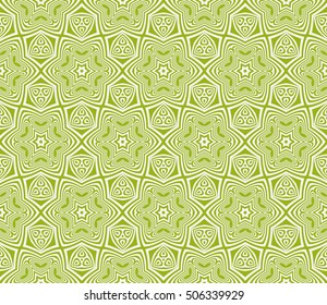 seamless sophisticated geometric pattern based on repetitive simple line and shape forms. vector illustration. for interior design, backgrounds, card, textile industry. green coloring