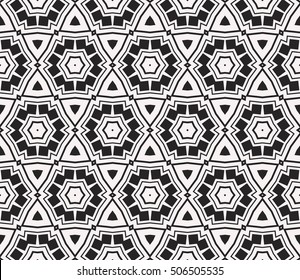 seamless sophisticated geometric pattern based abstract line and shape. vector illustration. for interior design, backgrounds, card, textile industry. black and white coloring