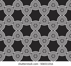 seamless sophisticated geometric pattern based abstract line and shape. vector illustration. for interior design, backgrounds, card, textile industry. black and white coloring