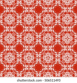 seamless sophisticated geometric pattern based on repetitive simple forms. vector illustration. for interior design, backgrounds, card, textile industry. red coloring