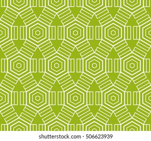 seamless sophisticated geometric pattern based on repetitive simple line and shape forms. vector illustration. for interior design, backgrounds, card, textile industry. green coloring