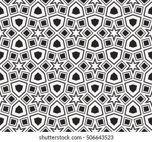 seamless sophisticated geometric pattern based abstract line and shape. vector illustration. for interior design, backgrounds, card, textile industry. black and white coloring