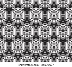 seamless sophisticated geometric pattern based abstract line and shape. vector illustration. for interior design, backgrounds, card, textile industry. black and white coloring