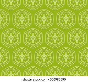 seamless sophisticated geometric pattern based on repetitive simple line and shape forms. vector illustration. for interior design, backgrounds, card, textile industry. green coloring