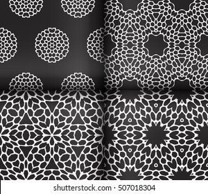 seamless sophisticated geometric pattern based abstract line and shape. vector illustration. for interior design, backgrounds, card, textile industry. black and white coloring