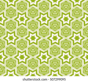 seamless sophisticated geometric pattern based on repetitive simple line and shape forms. vector illustration. for interior design, backgrounds, card, textile industry. green coloring