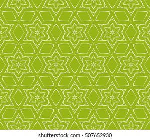 seamless sophisticated geometric pattern based on repetitive simple line and shape forms. vector illustration. for interior design, backgrounds, card, textile industry. green coloring
