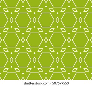 seamless sophisticated geometric pattern based on repetitive simple line and shape forms. vector illustration. for interior design, backgrounds, card, textile industry. green coloring