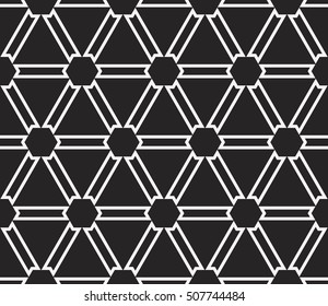 seamless sophisticated geometric pattern based abstract line and shape. vector illustration. for interior design, backgrounds, card, textile industry. black and white coloring