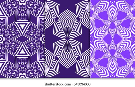 seamless sophisticated geometric pattern set based on repetitive simple forms. vector illustration. for interior design, backgrounds, card, textile industry. purple color