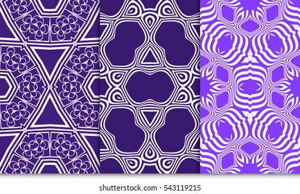 seamless sophisticated geometric pattern set based on repetitive simple forms. vector illustration. for interior design, backgrounds, card, textile industry. purple color