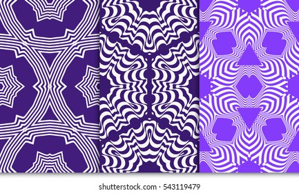 seamless sophisticated geometric pattern set based on repetitive simple forms. vector illustration. for interior design, backgrounds, card, textile industry. purple color
