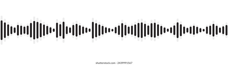 Seamless sound wave pattern. Audio waveform for radio, podcast, music record, video, social media. Black with large shadow.