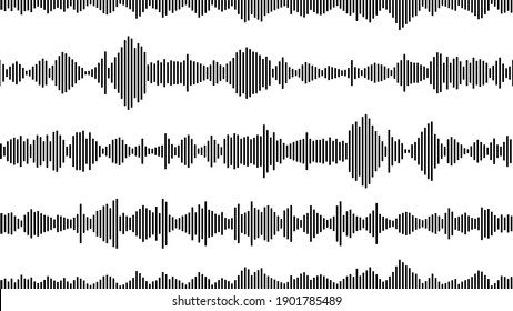 Seamless Sound Waveform Pattern For Music Player, Podcasts, Video Editor, Voise Message In Social Media Chats, Voice Assistant, Recorder. Vector Illustration Element