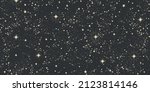 Seamless space boho pattern with stars on a black background for tarot, astrology. Mystical sky, abstract esoteric ornament for flyer, wallpaper, scrapbooking. Vector illustration.