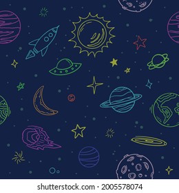 Seamless space colorful pattern Background
